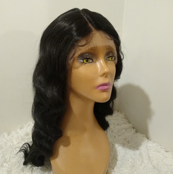 Human hair blend lace front wig